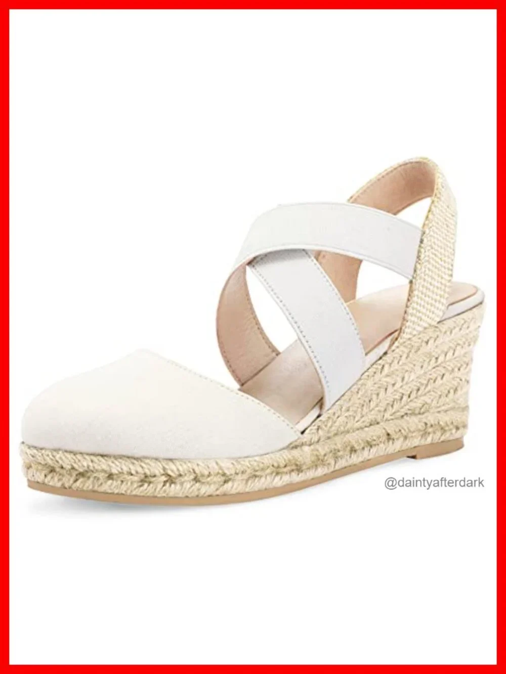 Women's Espadrille Wedge Sandals Criss Cross Elastic Ankle Strap Closed Toe